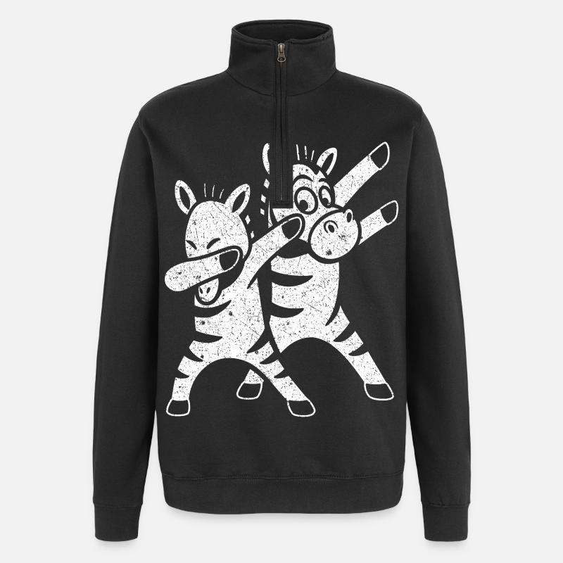 Funny Dancing Zebras Dabbing - Quarter-Zip Sweatshirt - black
