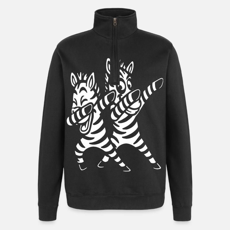 Dabbing Zebras Dancing - Quarter-Zip Sweatshirt - black