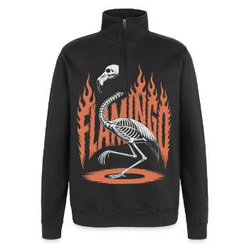 Flamingo Flammen Skelett Halloween - Quarter-Zip-Sweatshirt - Schwarz - Vorne - AI Model Female 172 light (172cm) & AI Model Male 178 dark (178cm)