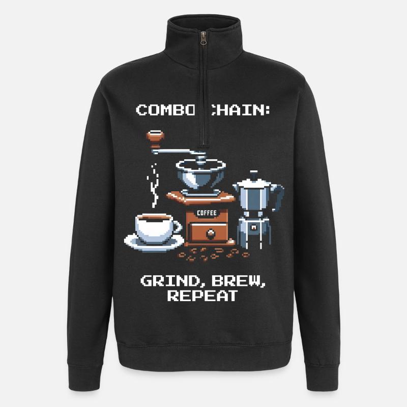 Combo chain: Grind, Brew, Repeat | Coffee - Quarter-Zip Sweatshirt - black