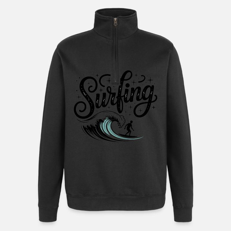Surfing - Cool Surfer Logo - Quarter-Zip Sweatshirt - black