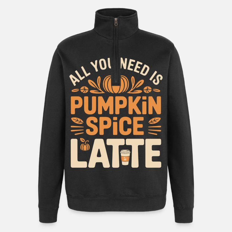 Kürbis Herbst Pumpkin Spice Latte - Quarter-Zip-Sweatshirt - Schwarz