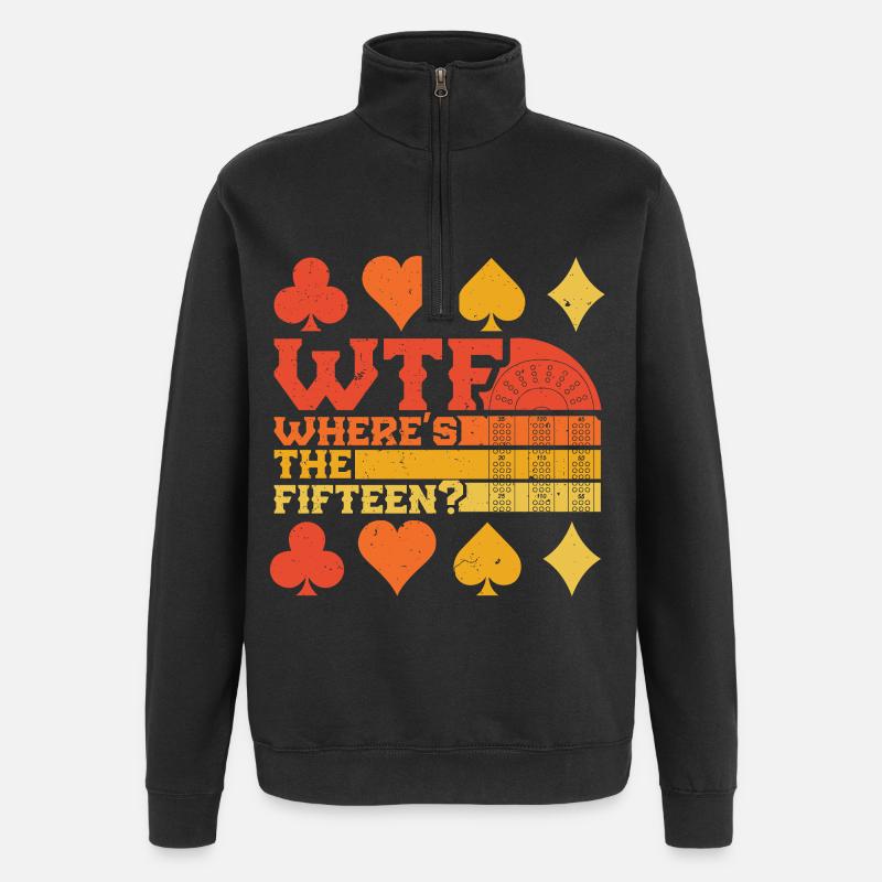 Cribbage Où est le Quinze ? - Sweat à zip 1/4 - noir