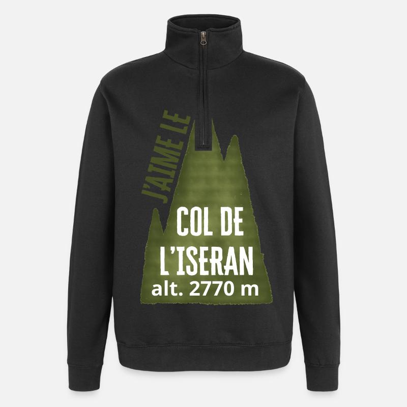 COL DE L’ISERAN ALT 2770 Meter - Quarter-Zip-Sweatshirt - Schwarz