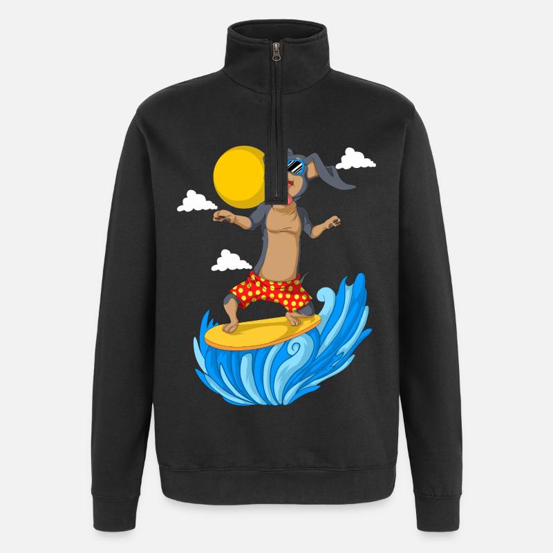 Surfendackel in Sommerkleidung - Quarter-Zip-Sweatshirt - Schwarz