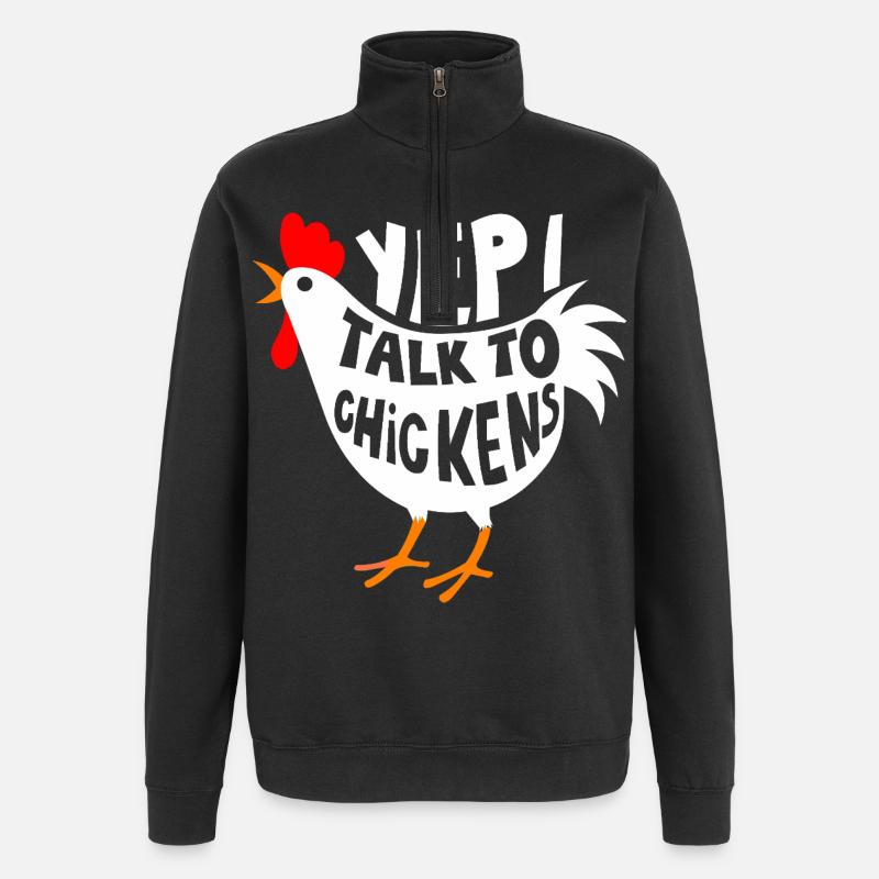 Ja, ich spreche mit Hühnern - Quarter-Zip-Sweatshirt - Schwarz