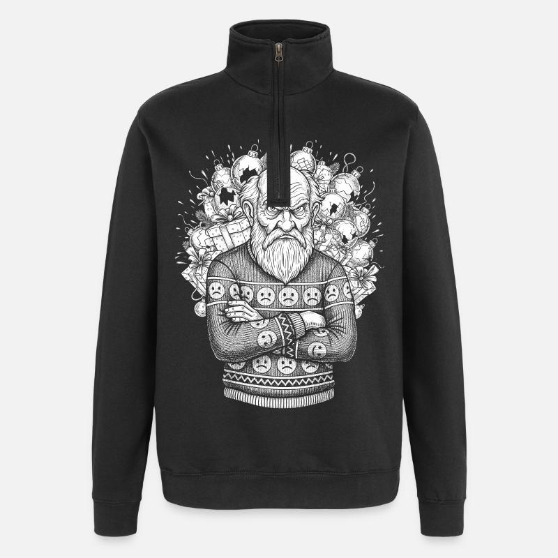 Pull de Noël moche - Sweat à zip 1/4 - noir
