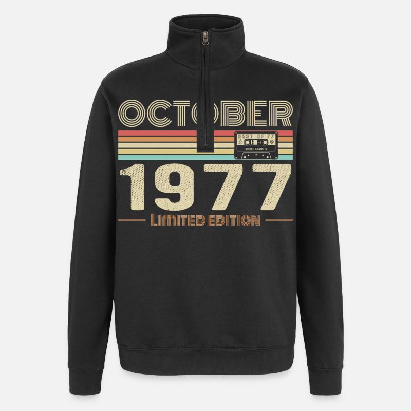 Anniversaire octobre 1977 - Birthday october 1977 - Sweat à zip 1/4 - noir