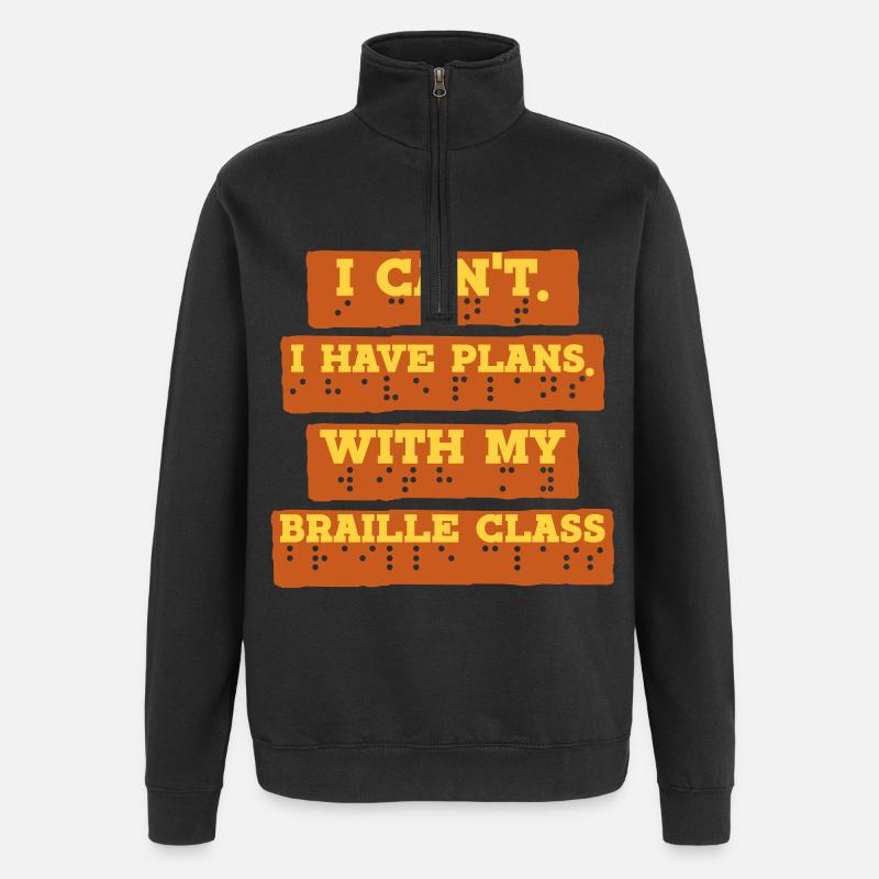 Braille Lehrer Blindenschrift Braille Class - Quarter-Zip-Sweatshirt - Schwarz
