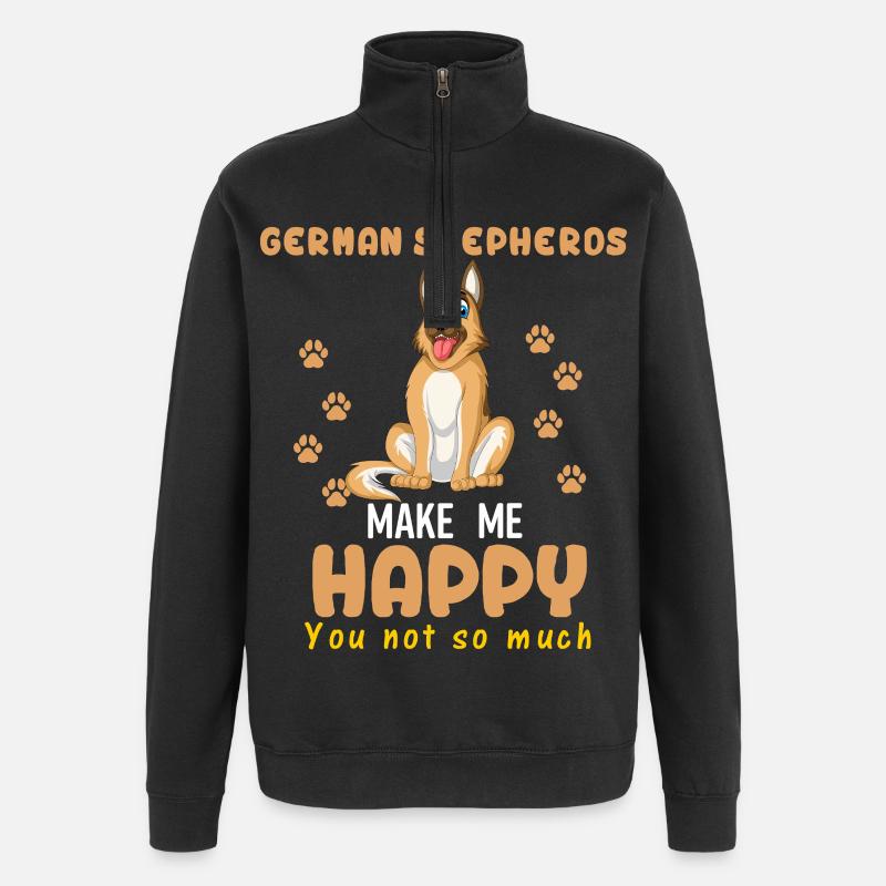 Deutscher Schäferhund Glück - Quarter-Zip-Sweatshirt - Schwarz
