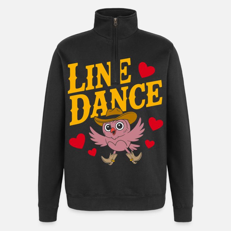 Linedance Eule mit Hut - Quarter-Zip-Sweatshirt - Schwarz