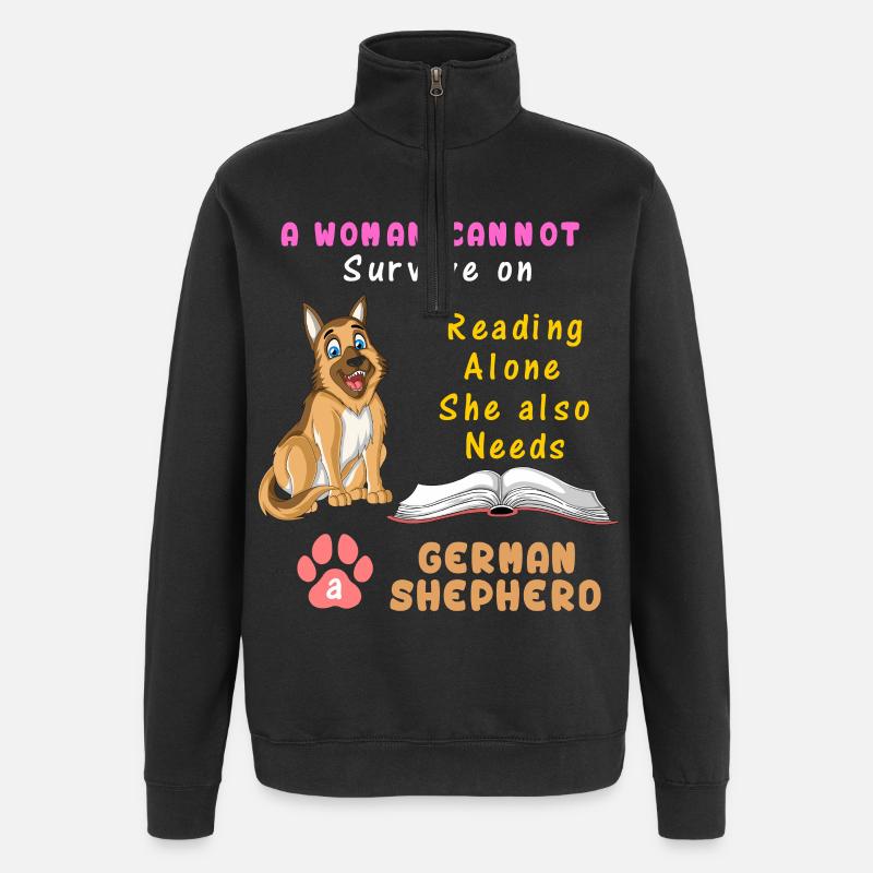 Buch Liebhaber Deutscher Schäferhund - Quarter-Zip-Sweatshirt - Schwarz