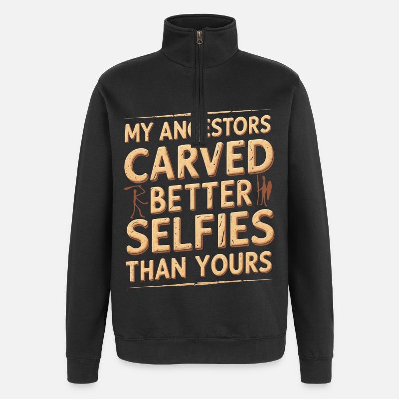 Petroglyphe Petroglyphen Craved Selfies - Quarter-Zip-Sweatshirt - Schwarz
