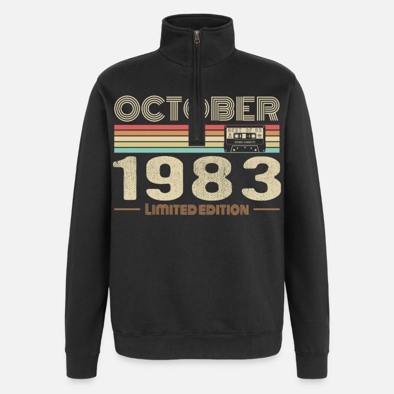 Anniversaire octobre 1983 - Birthday october 1983 - Sweat à zip 1/4 - noir
