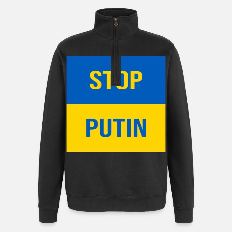 ARRÊTEZ POUTINE - Sweat à zip 1/4 - noir