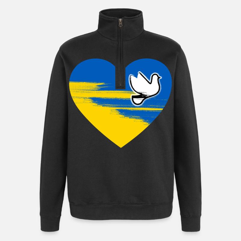Ukraine Frieden Herz Design - Quarter-Zip-Sweatshirt - Schwarz