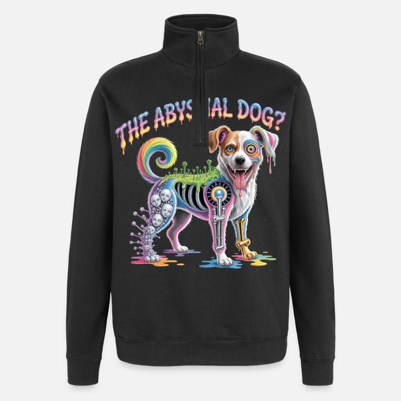 Illustration de chien abyssimal psychédélique - Sweat à zip 1/4 - noir
