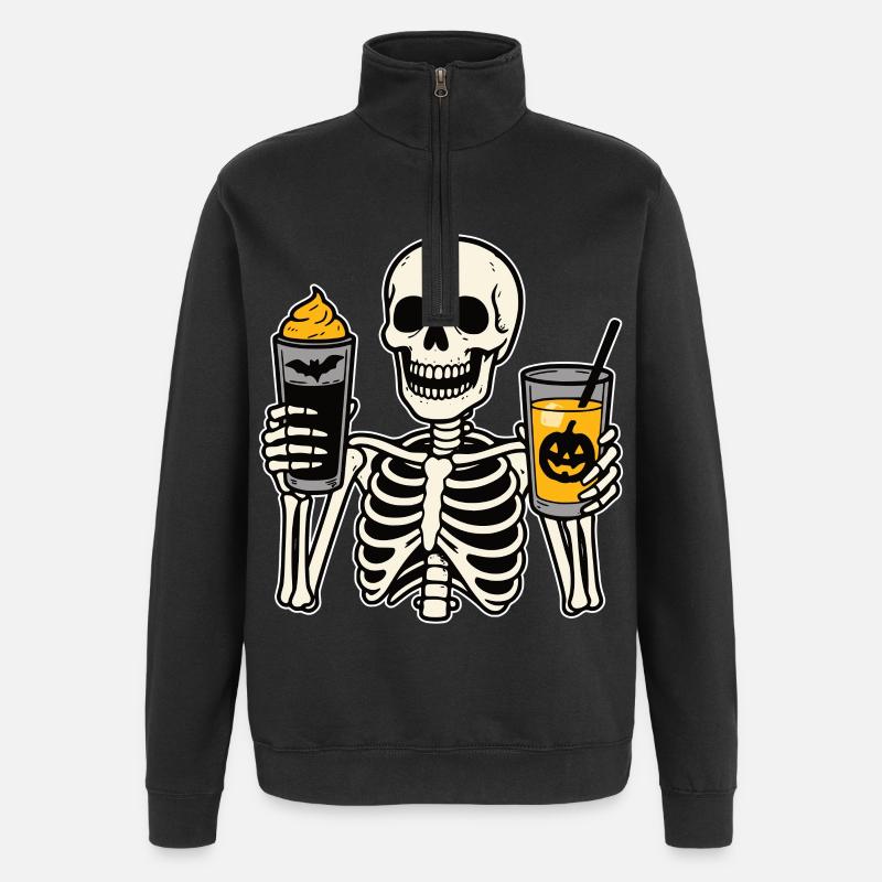 Boissons squelette d’Halloween - Sweat à zip 1/4 - noir
