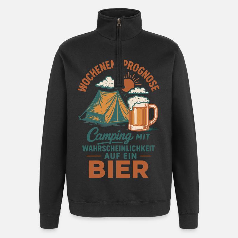 Weekend Forecast Camping with Beer - Quarter-Zip Sweatshirt - black