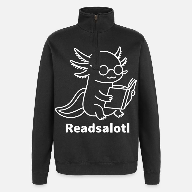 Lineart Readsalotl Axolotl Lecture - Quarter-Zip Sweatshirt - black