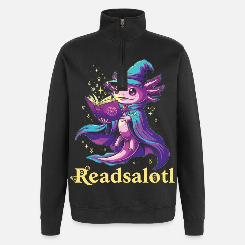 Readsalotl Axolotl Lecture Mage Axolotl - Sweat à zip 1/4 - noir