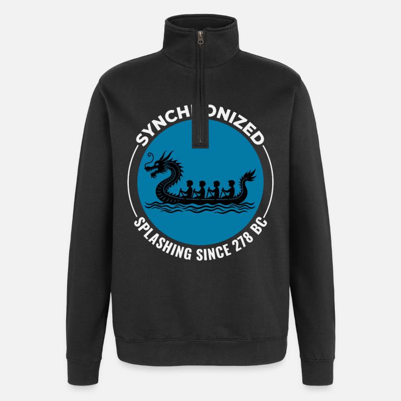 Synchronisiertes Paddeldesign - Quarter-Zip-Sweatshirt - Schwarz