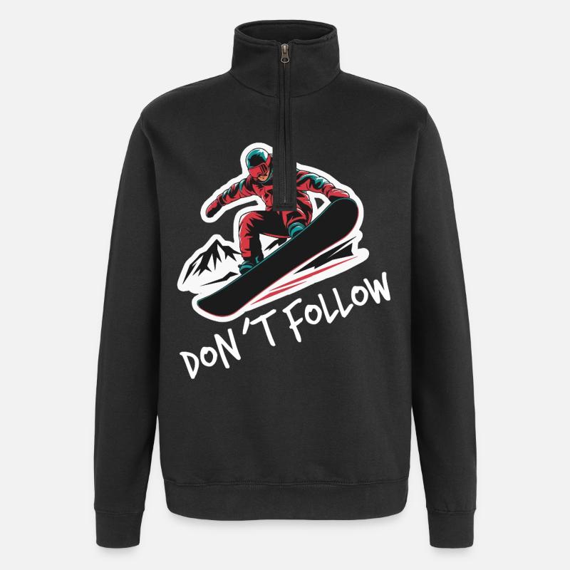 Snowboarder faisant du snowboard - Sweat à zip 1/4 - noir