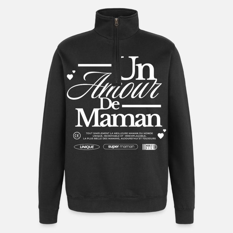Un amour de maman - Sweat à zip 1/4 - noir