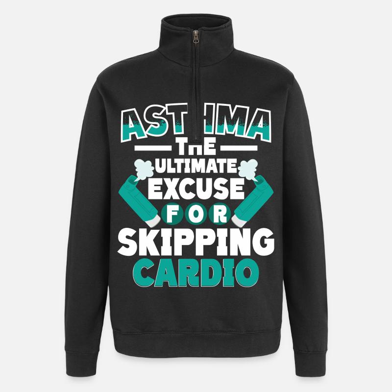 Asthma Asthmatiker Skipping Cardio - Quarter-Zip-Sweatshirt - Schwarz