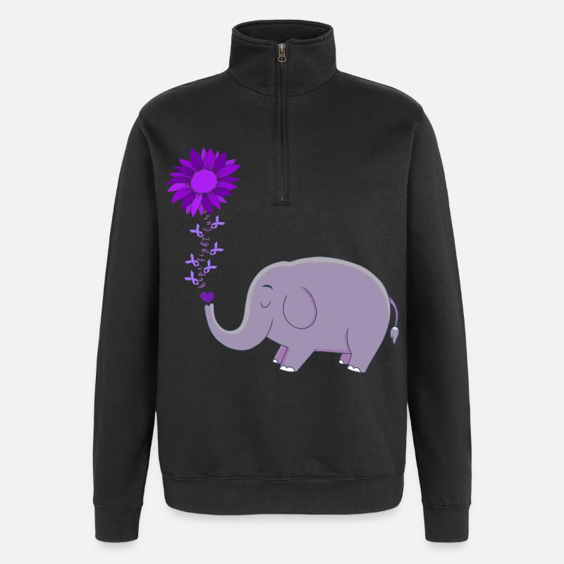 Mignon éléphant fleur magie - Sweat à zip 1/4 - noir