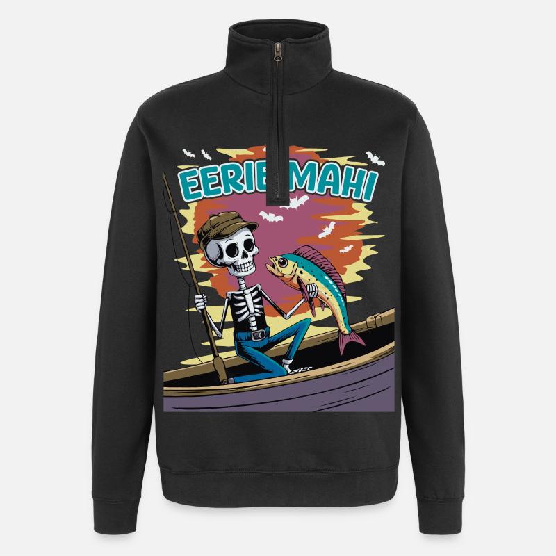 Creative skeleton angler dolphinfish Mahimahi - Quarter-Zip Sweatshirt - black