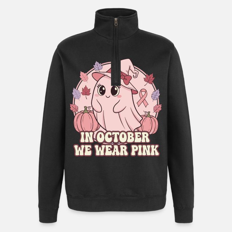 Herbstliches Pinkes Halloween Design - Quarter-Zip-Sweatshirt - Schwarz