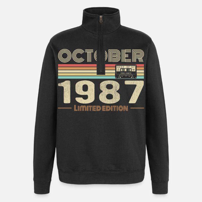 Anniversaire octobre 1987 - Birthday october 1987 - Sweat à zip 1/4 - noir