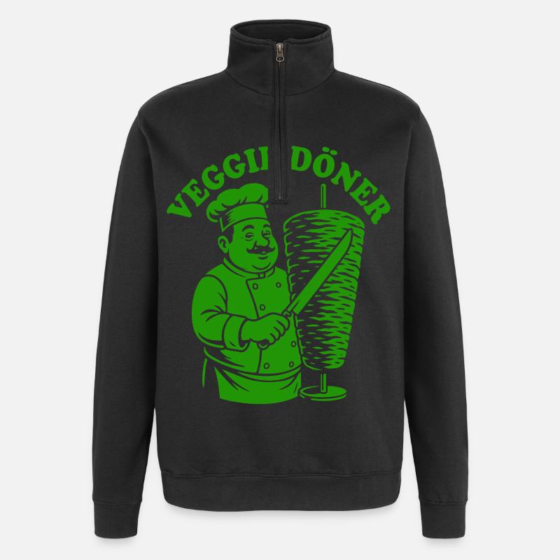 Veggie Döner - Restauration rapide - Kebab végétalien - Sweat à zip 1/4 - noir