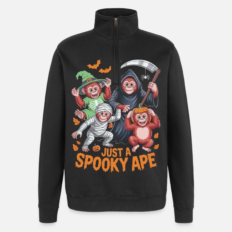 Spectacle de singes hantés pour Halloween - Sweat à zip 1/4 - noir