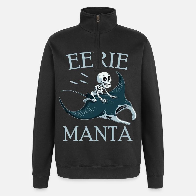 Skelett auf Mantarochen  - Quarter-Zip-Sweatshirt - Schwarz