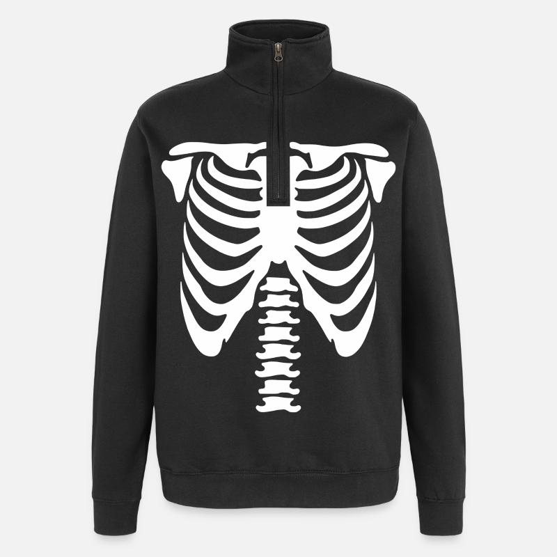 Skeleton Torso - Quarter-Zip Sweatshirt - black