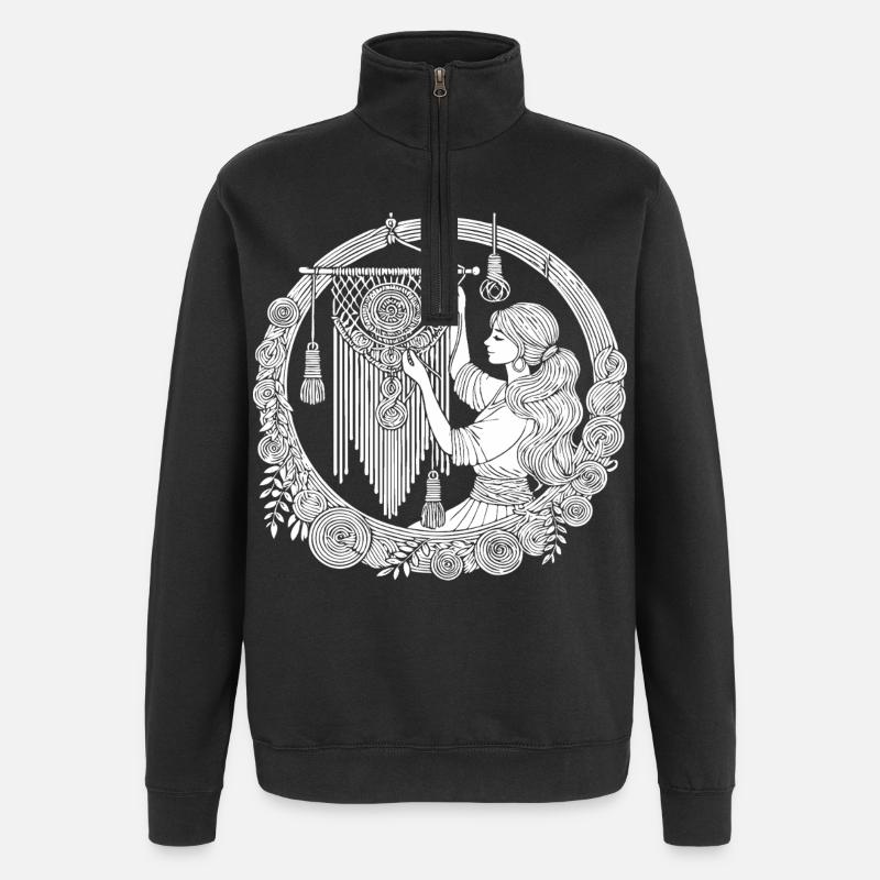 Makramee Design – Kreativität & Boho Style - Quarter-Zip-Sweatshirt - Schwarz