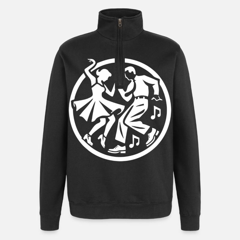Rock 'n' Roll Silhouette Design - Quarter-Zip Sweatshirt - black