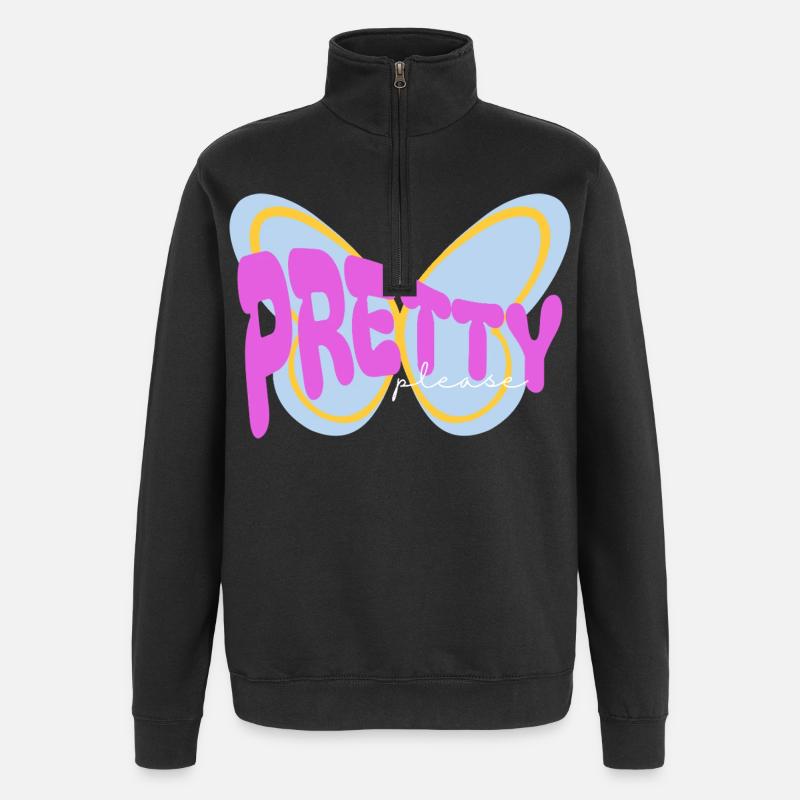 "Pretty please" sarcastic print design - Quarter-Zip Sweatshirt - black