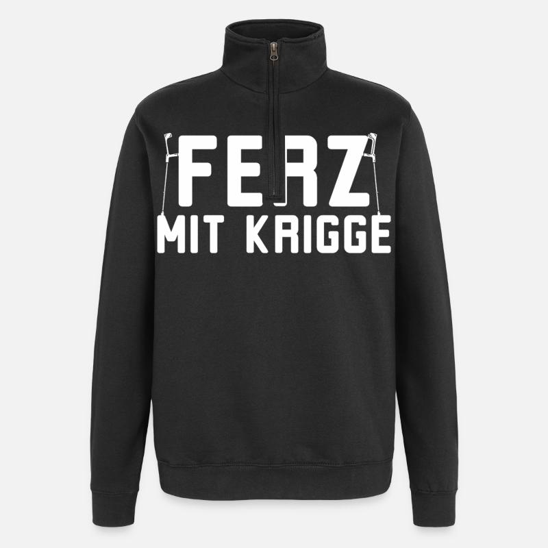 Ferz mit Krigge Hessisch Hessen Dialekt - Quarter-Zip-Sweatshirt - Schwarz