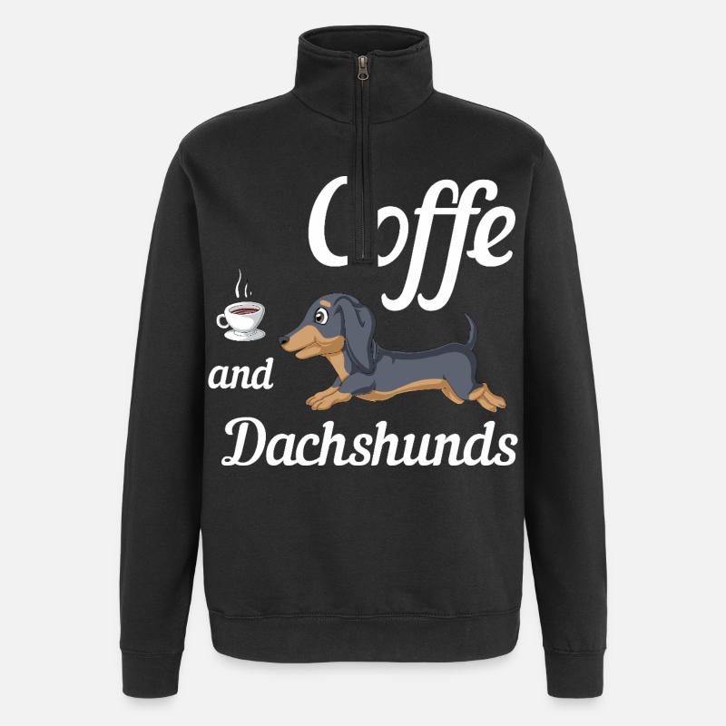 Coffee And Dachshunds Tee - Quarter-Zip Sweatshirt - black