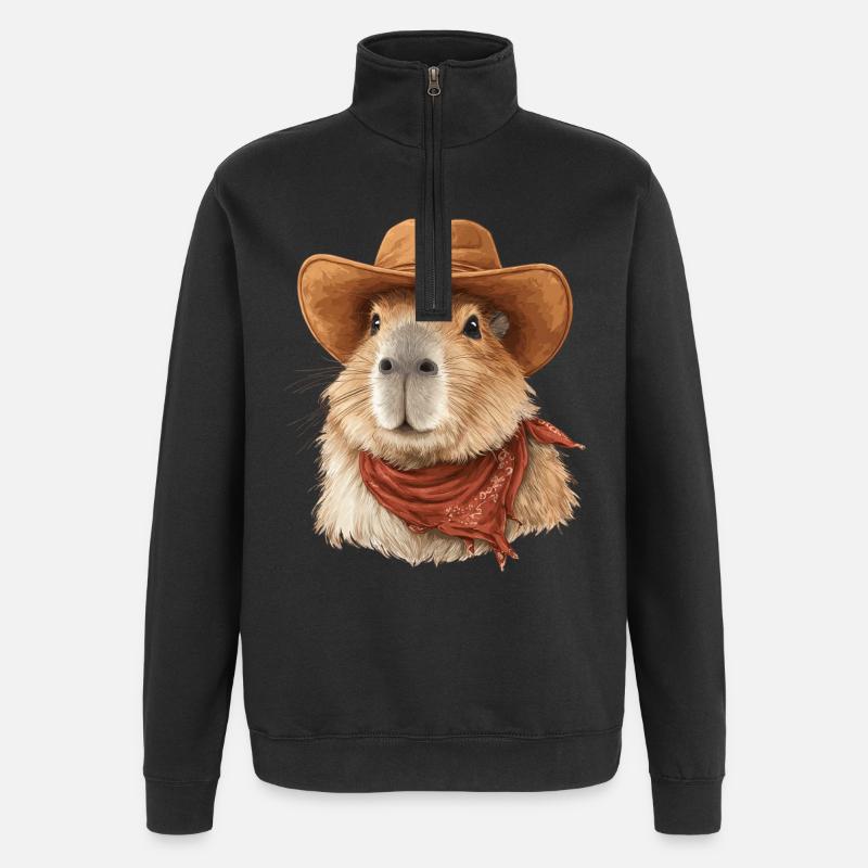 Chapeau de cow-boy Cool Capybara - Sweat à zip 1/4 - noir