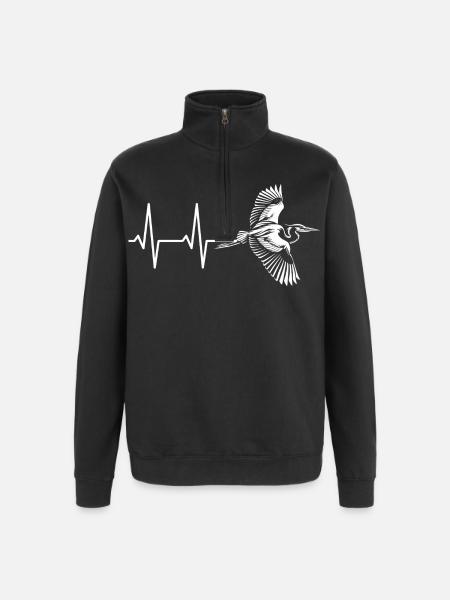 Vogel im Herzschlag Design - Quarter-Zip-Sweatshirt - Schwarz