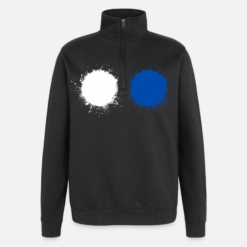 Weiß Blau - Quarter-Zip-Sweatshirt - Schwarz