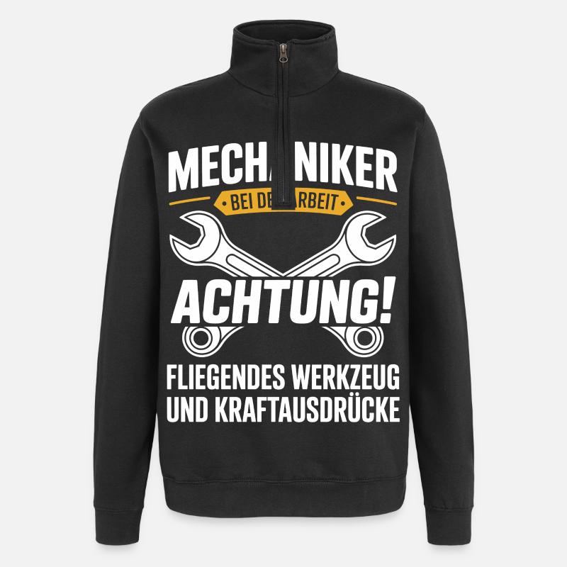 Mechanic workshop cursing funny - Quarter-Zip Sweatshirt - black