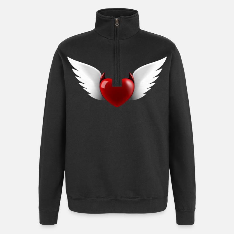 Heart Angel Devil - Quarter-Zip Sweatshirt - black