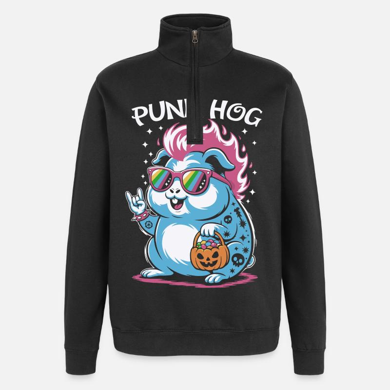 Déguisement de cochon d’Inde hamster punk - Sweat à zip 1/4 - noir