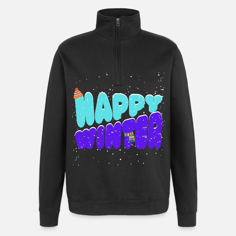 L’hiver dans la neige - Sweat à zip 1/4 - noir