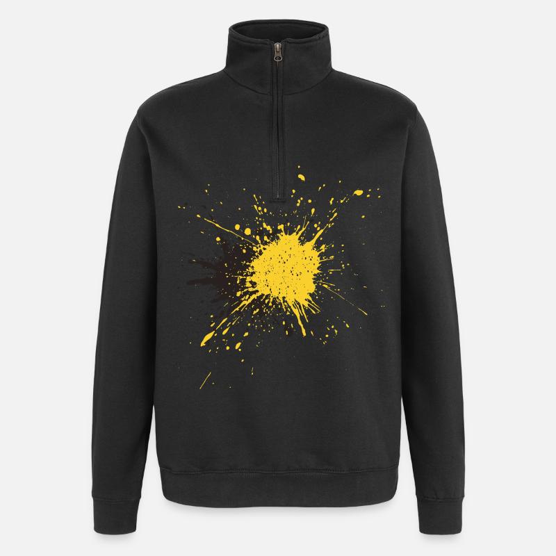 Imprimé abstrait d’éclaboussures d’or - Sweat à zip 1/4 - noir